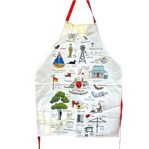 "This is Australia" Full Length Souvenir Apron Pure Cotton Language Folk Art